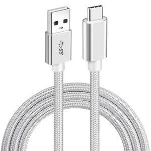 vortex pd10gb3a 2 2 silver type c data cable 3a fast charging usb3.2 universal mobile phone tablet nylon braid usb charging cable (2 pcs pack)(silver 2 meters)